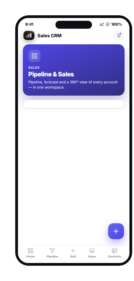 CRM-Pipeline, Umsatzprognose und Account-360 mobile view