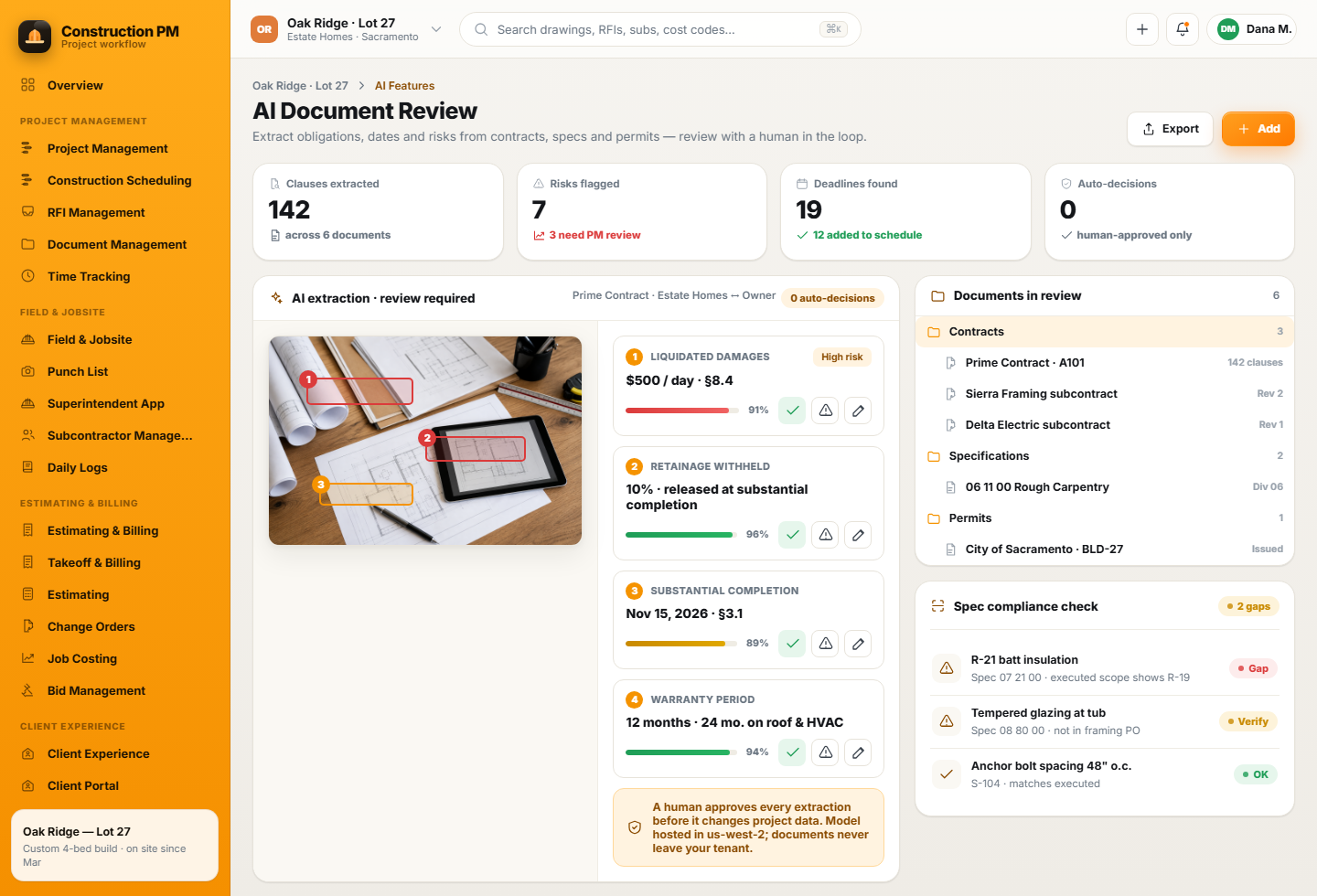Beispiel-Screenshot einer modernen Bauplattform-Oberfläche