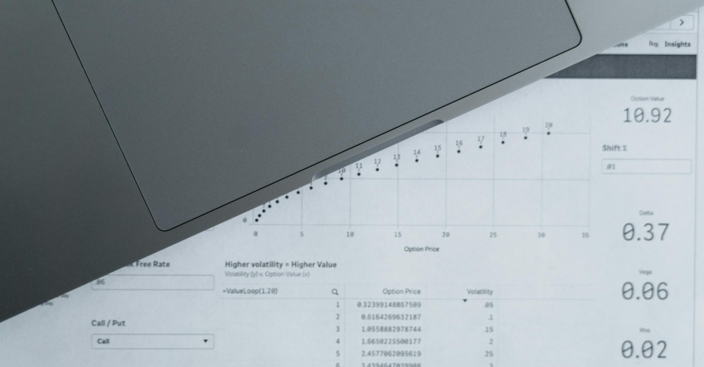 Business data sheets and laptop for AI document review workflow